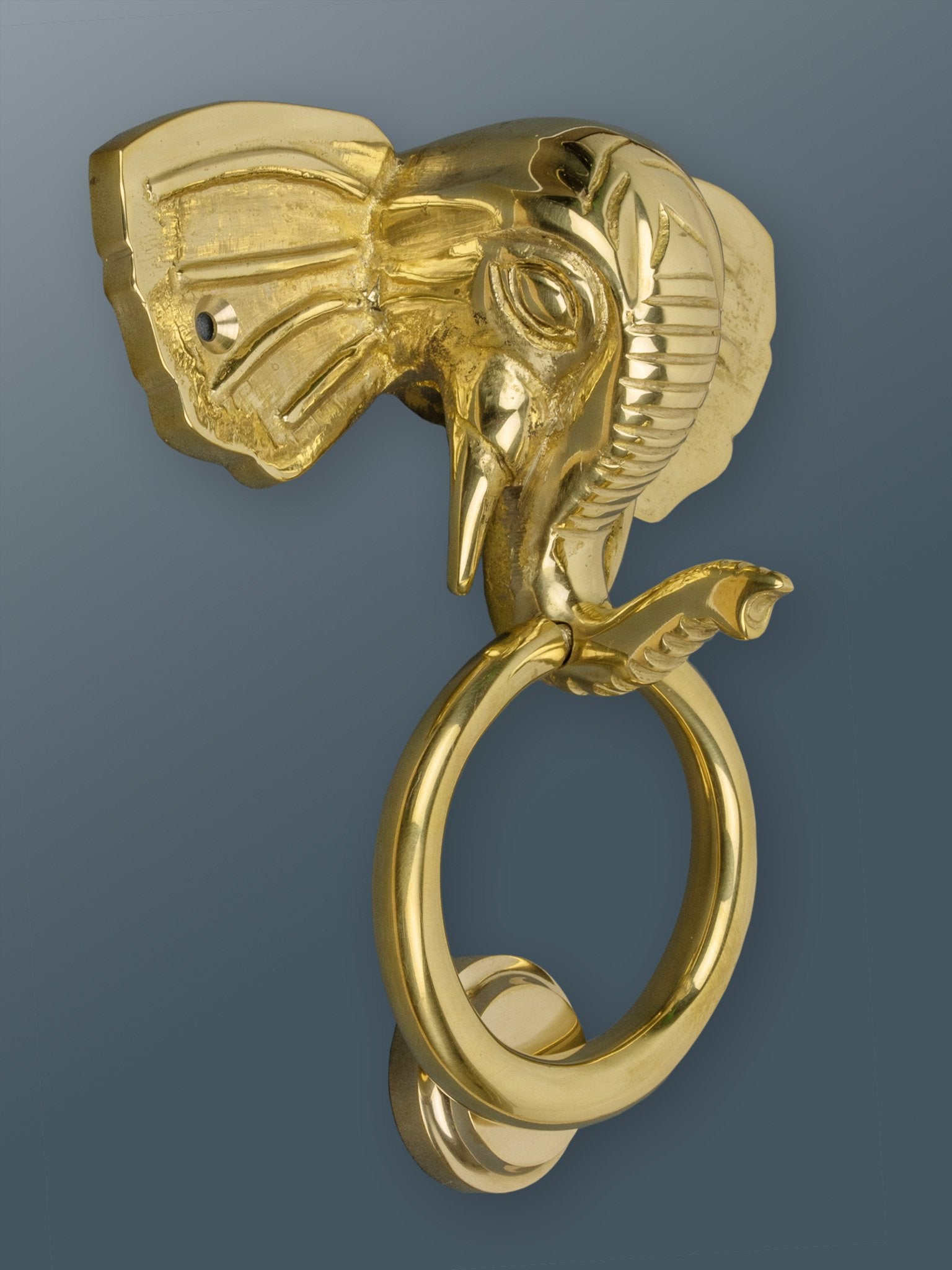 Brass Elephant Door Knocker - Brass Finish